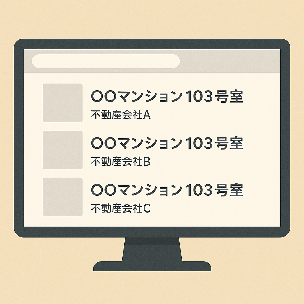 同じ物件が複数表示されるイメージ